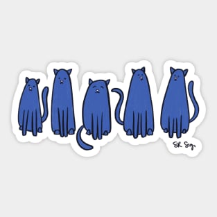 Cats in a Row - Blue Sticker